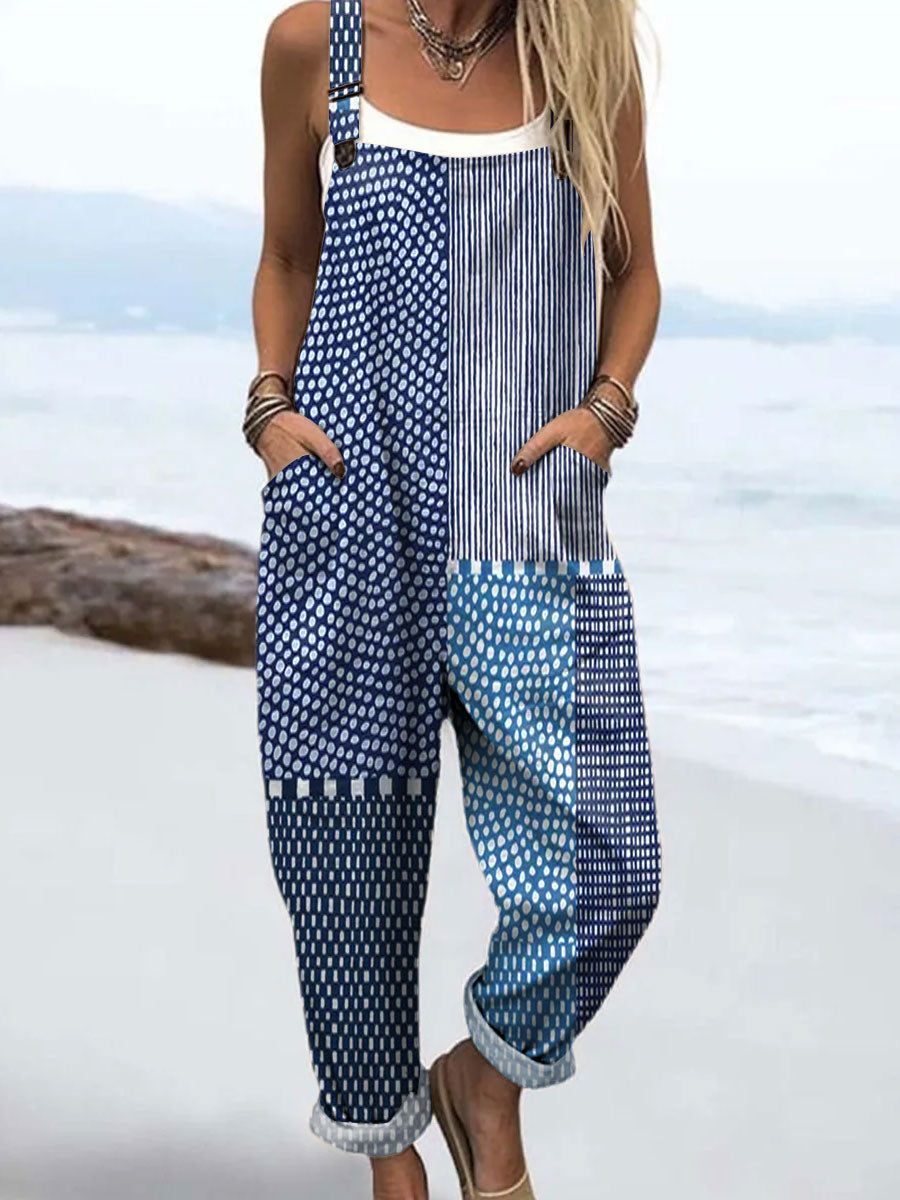 Florentina™ - Blå Patchwork Jumpsuit