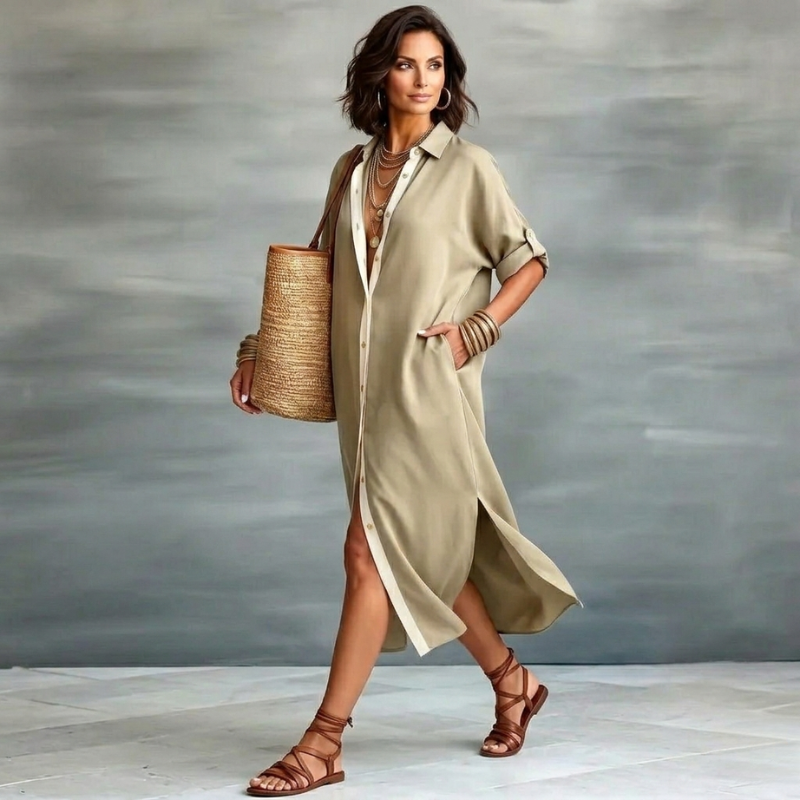 Arlina™ - Krage Elegant Skjortklänning