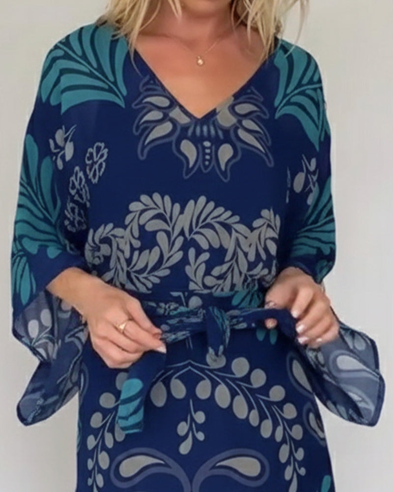 Amiliya™ – Mönstrad Maxiklänning