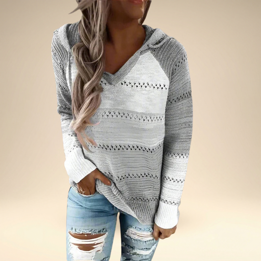 Aiche™ - Stickad Långärmad Hoodie