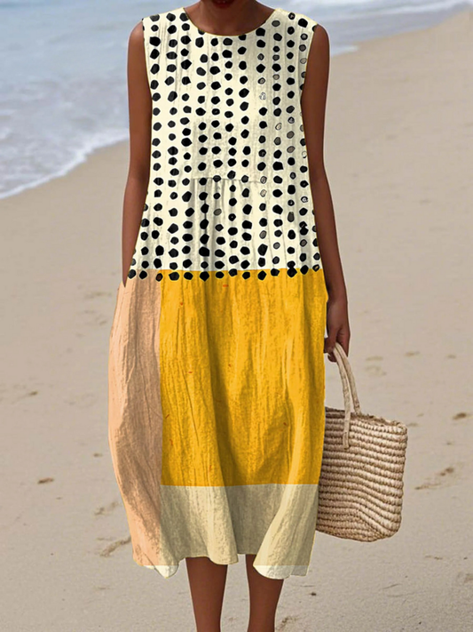 Allana™ - Abstrakt Geometrisk Prickig Klänning