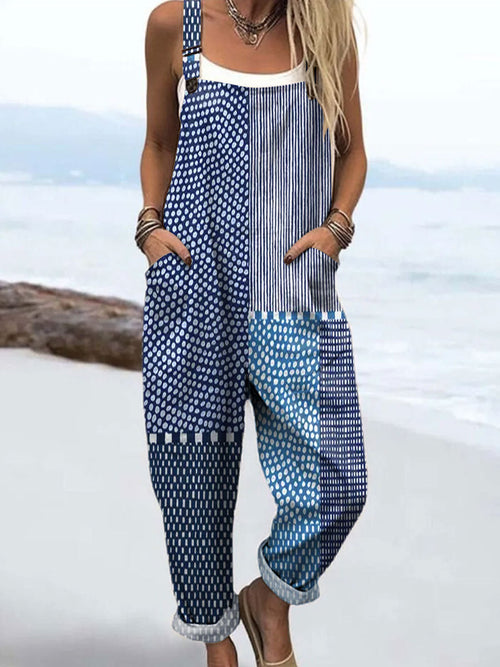 Florentina™ - Blå Patchwork Jumpsuit