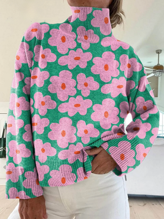 Yenella™ - Blommig Högkragad Tröja