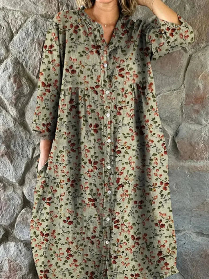 Weena™ - Fickor Retro Blommig Klänning