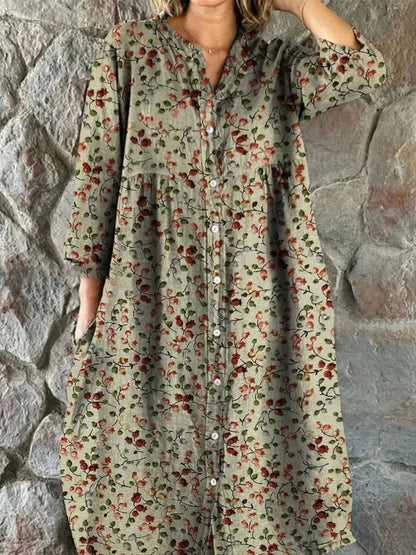 Weena™ - Fickor Retro Blommig Klänning