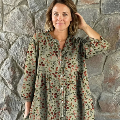 Weena™ - Fickor Retro Blommig Klänning