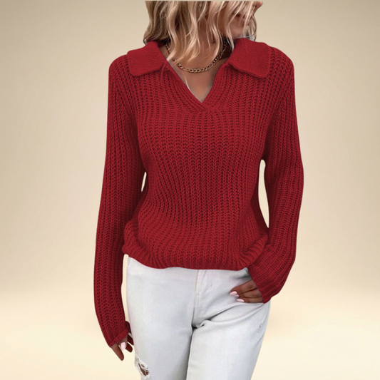 Amiya™ - Figursydd Rundhalsad Stickad Tröja