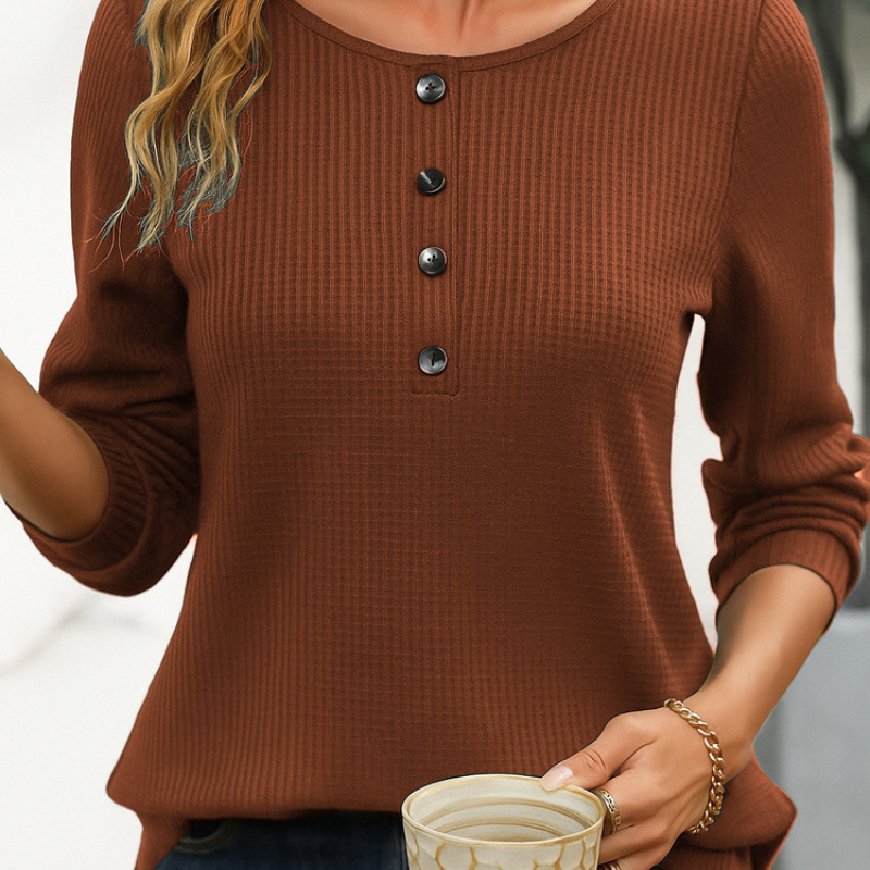 Amanda™ – Ribbad långärmad topp