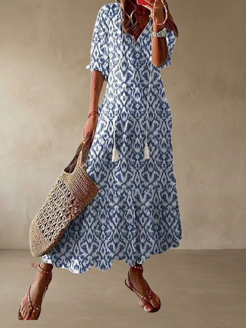 Amalia™ – Boho vintage sommar Maxiklänning