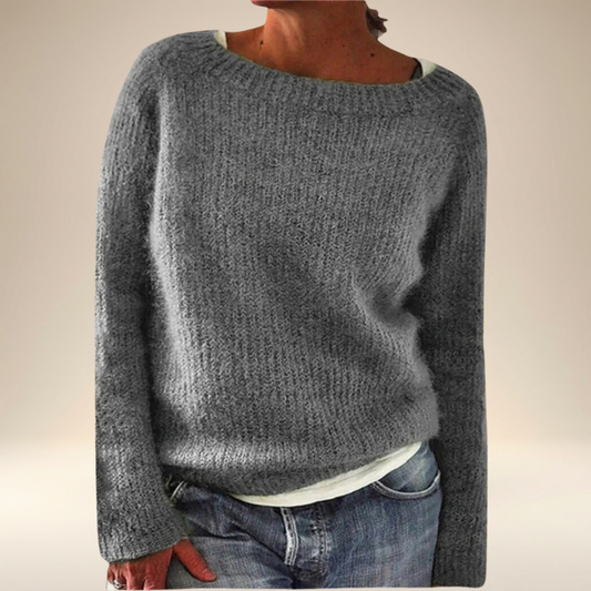 Amanda™ - Mjuk Grå Stickad Tröja