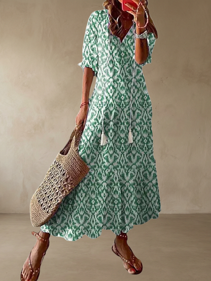 Amalia™ – Boho vintage sommar Maxiklänning