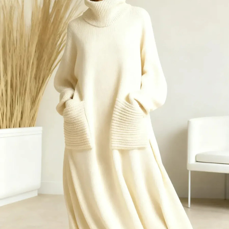 Astrid™- Avslappnad lös stickad klänning