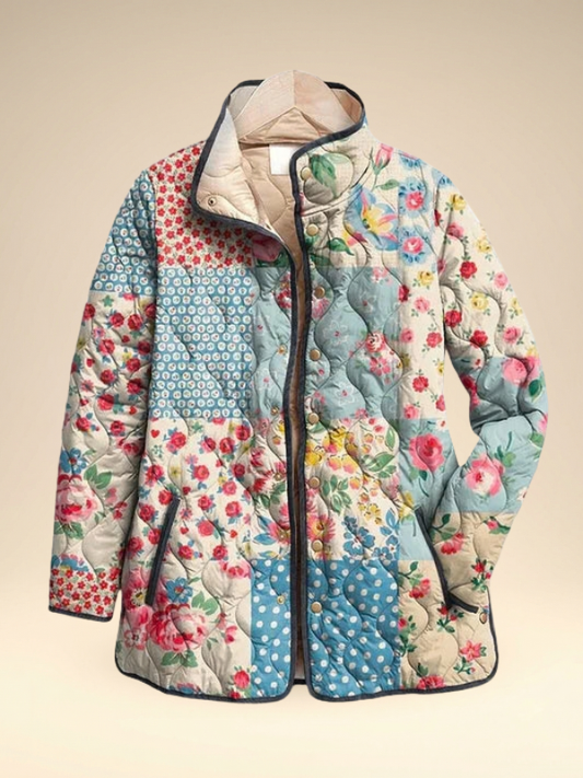 Zarae™ - Charmig Blommig Quiltad Jacka