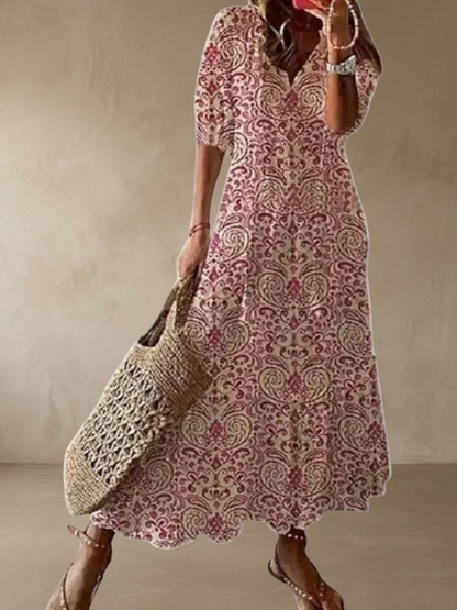 Amalia™ – Boho vintage sommar Maxiklänning