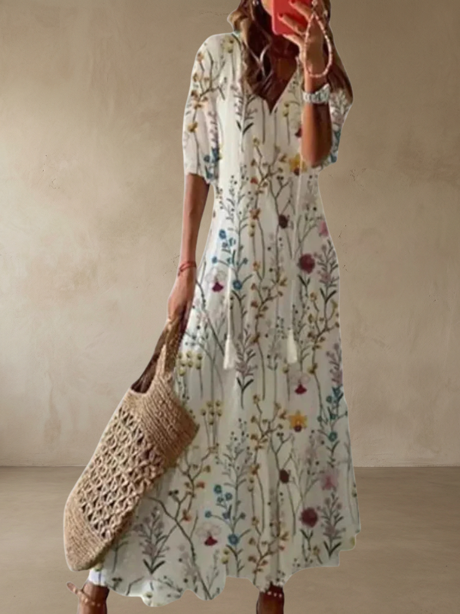 Amalia™ – Boho vintage sommar Maxiklänning