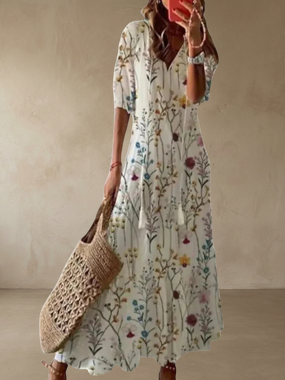 Amalia™ – Boho vintage sommar Maxiklänning