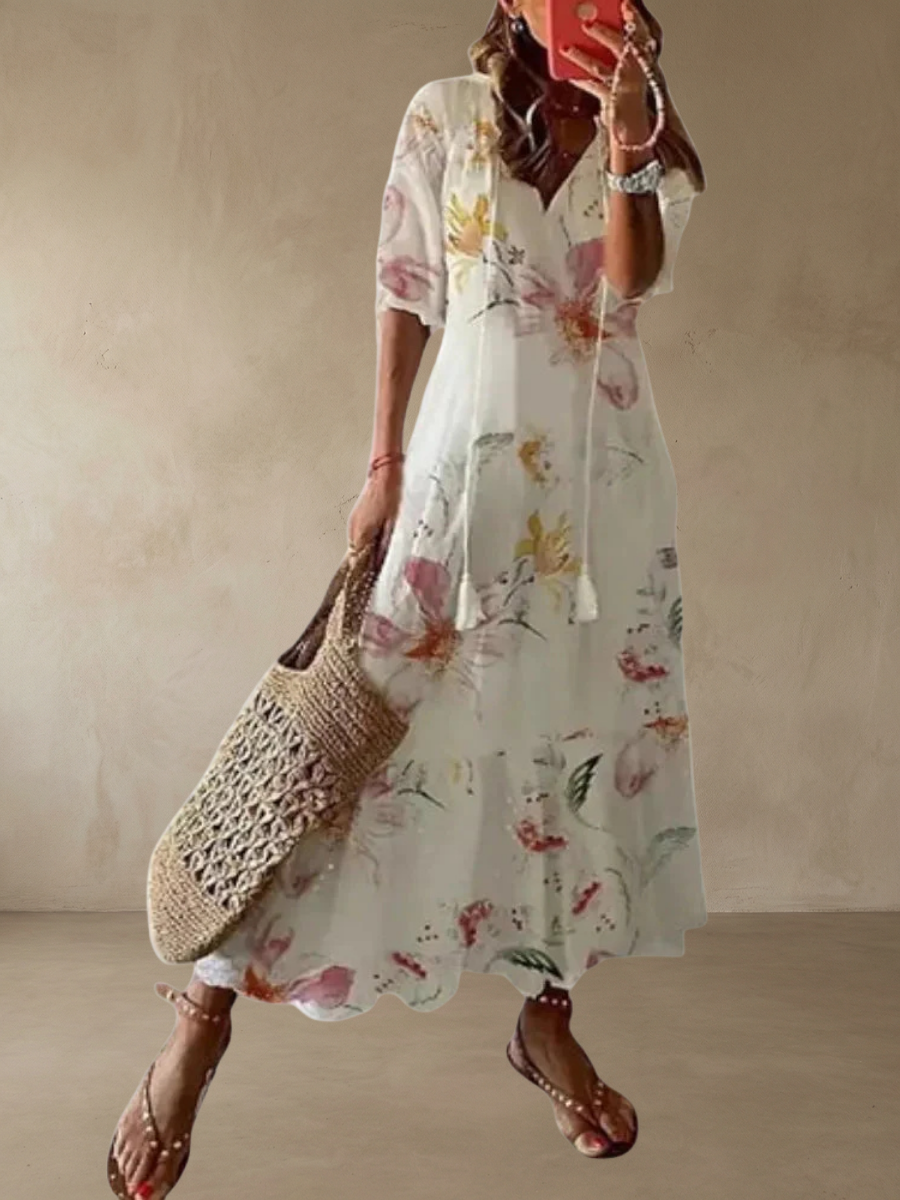 Amalia™ – Boho vintage sommar Maxiklänning