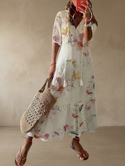 Amalia™ – Boho vintage sommar Maxiklänning