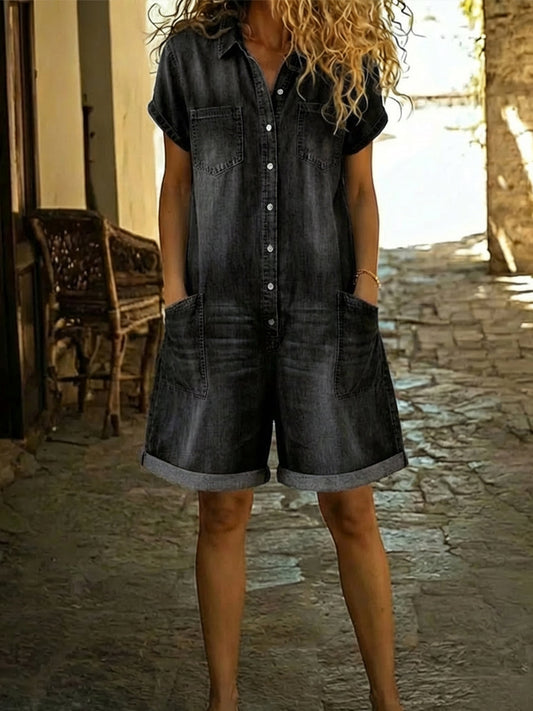 Vina™ - Denimshorts Jumpsuit