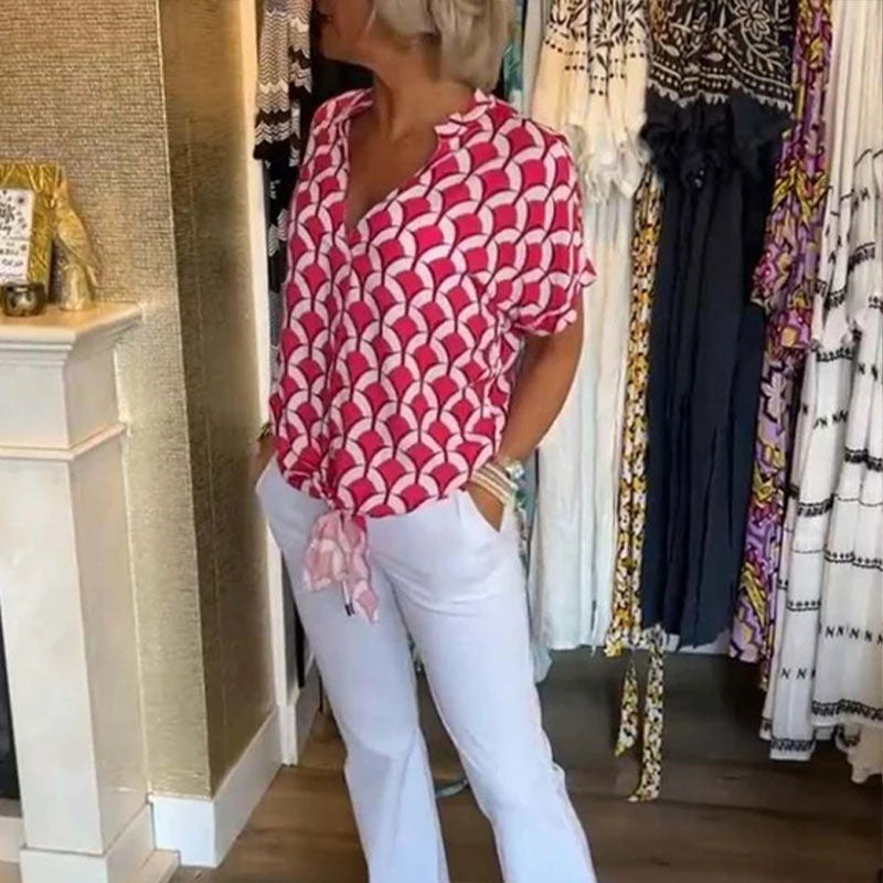 Kesya™ - V-ringning Kortärmad Blus