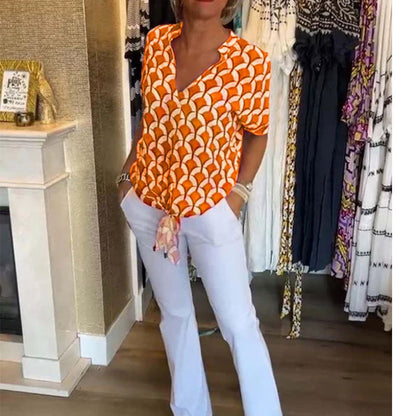 Kesya™ - V-ringning Kortärmad Blus