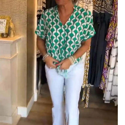 Kesya™ - V-ringning Kortärmad Blus