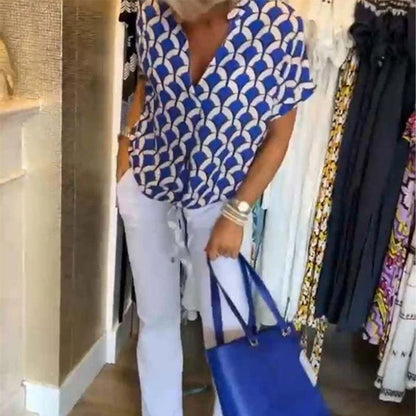 Kesya™ - V-ringning Kortärmad Blus