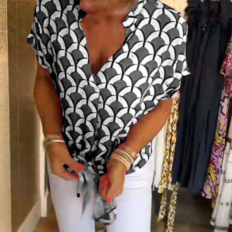Kesya™ - V-ringning Kortärmad Blus