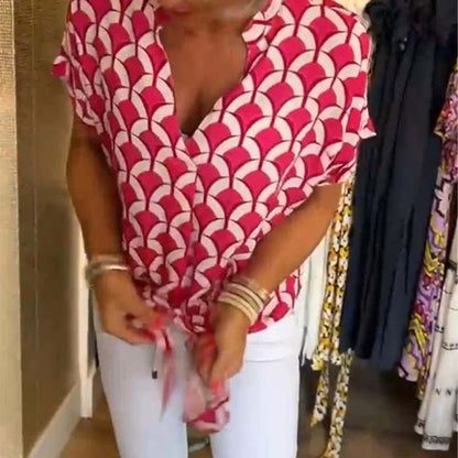 Kesya™ - V-ringning Kortärmad Blus