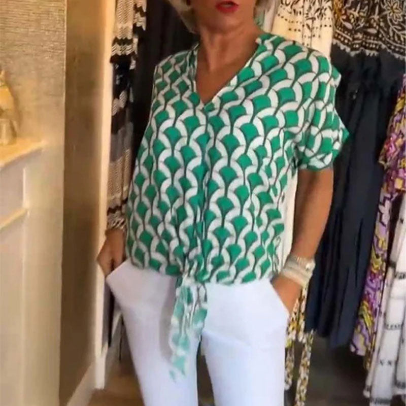 Kesya™ - V-ringning Kortärmad Blus